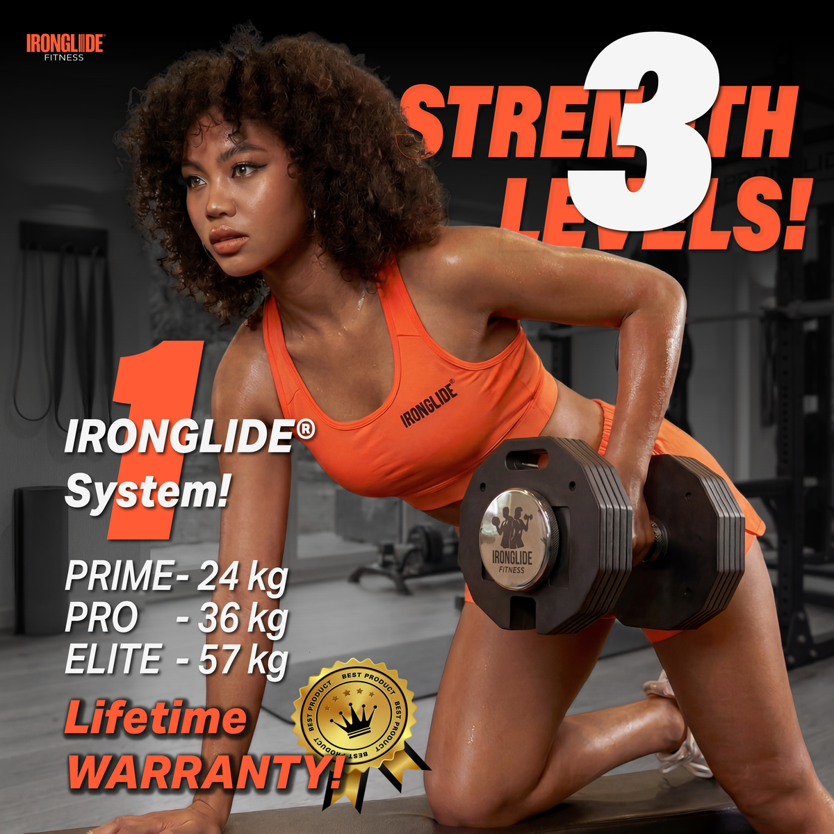 IRONGLIDE PRO 36 kg Adjustable Dumbbells — Pair