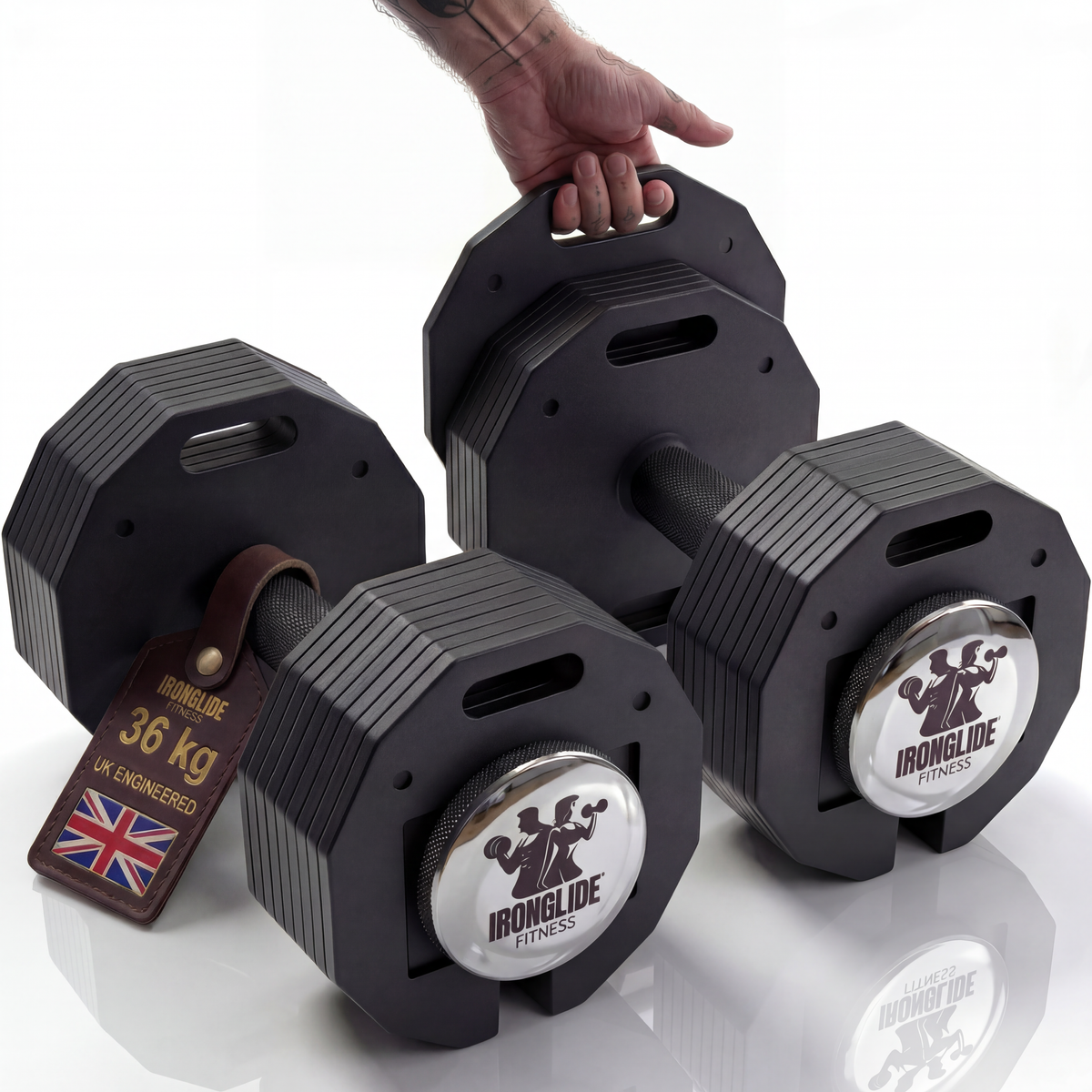 IRONGLIDE PRO 36 kg Adjustable Dumbbells — Pair