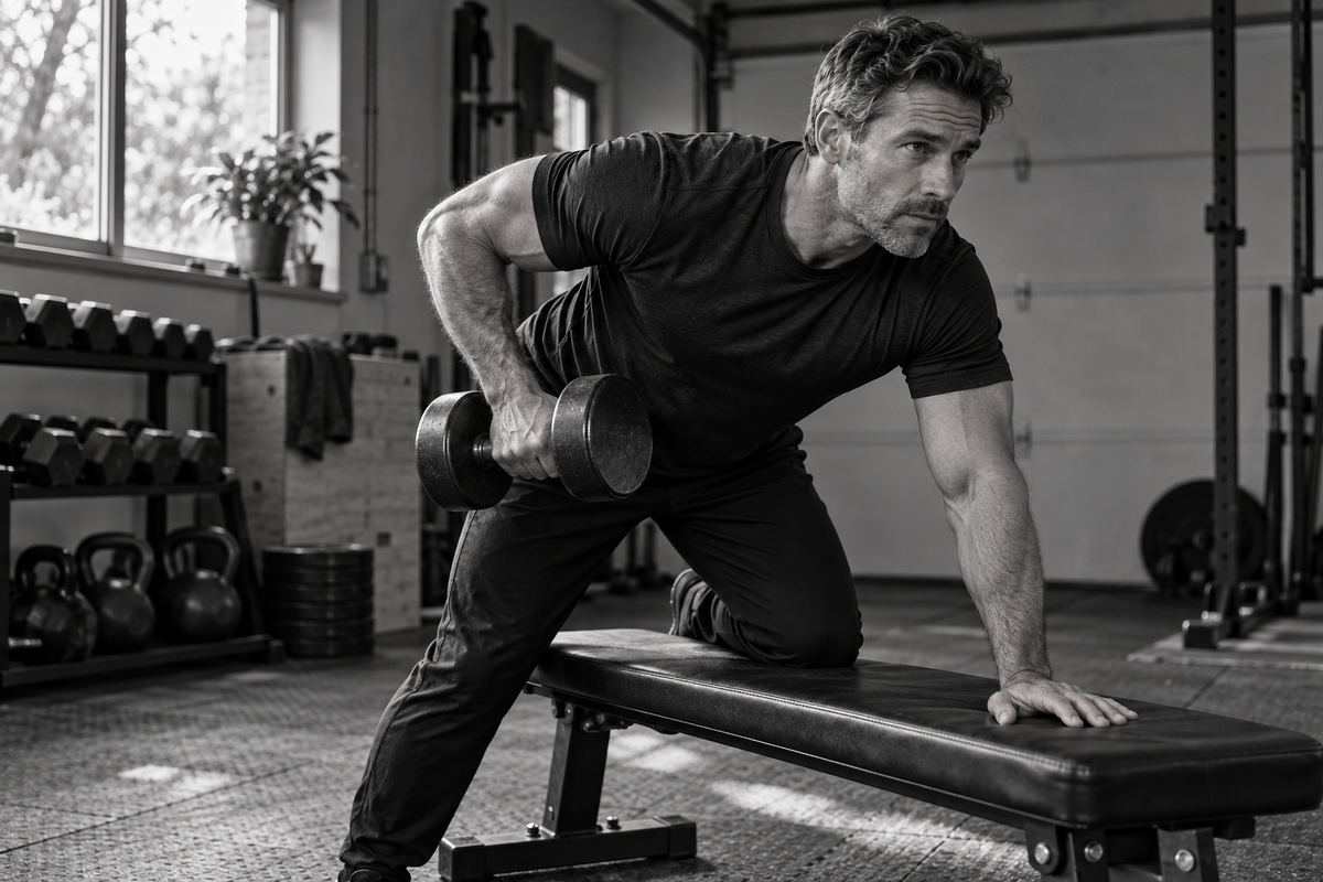 Dumbbell training in a home gym